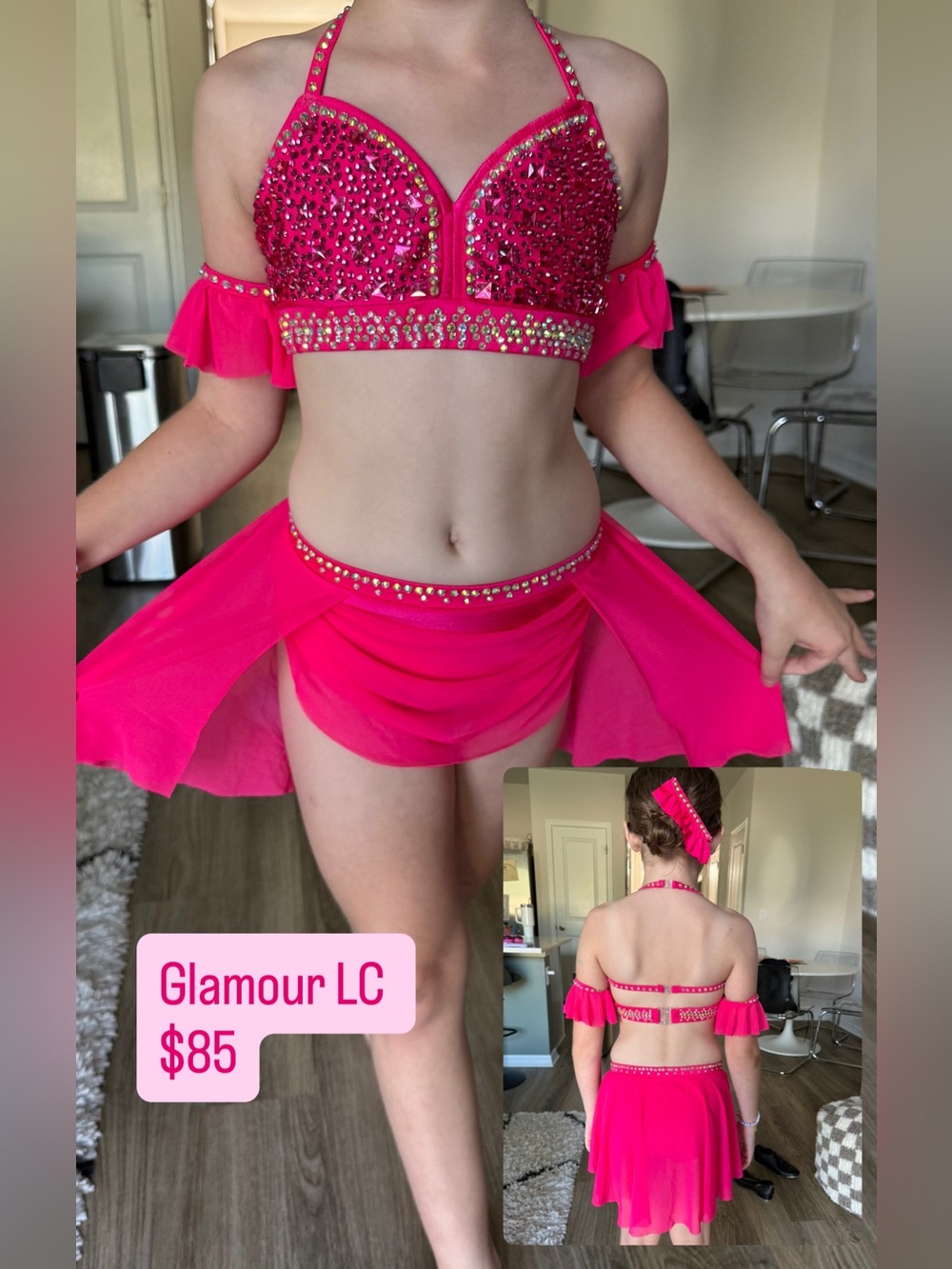 Glamour Hot Pink Two-Piece lyrical Dance Costume - 9 sizes